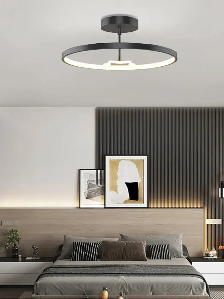 Modern gold circular led ceiling lamp bedroom minimalist lighting