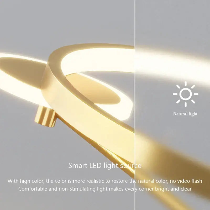 Modern gold circular led ceiling lamp bedroom minimalist lighting
