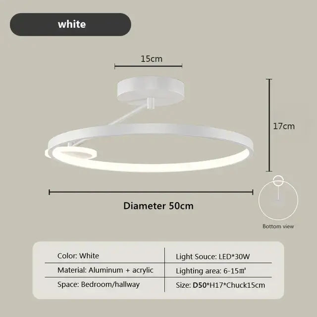 Modern gold circular led ceiling lamp bedroom minimalist lighting
