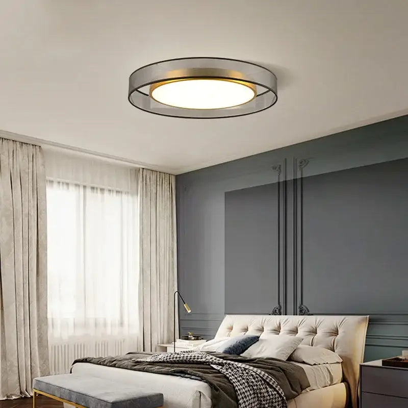 Modern gold circular led ceiling light bedroom with transparent frame