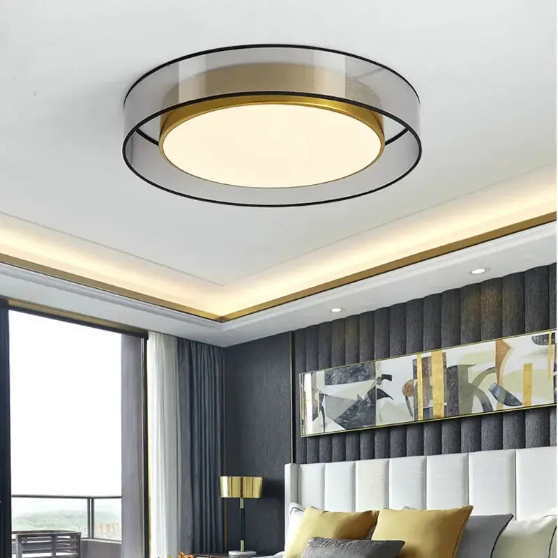 Modern gold circular led ceiling light bedroom with transparent frame