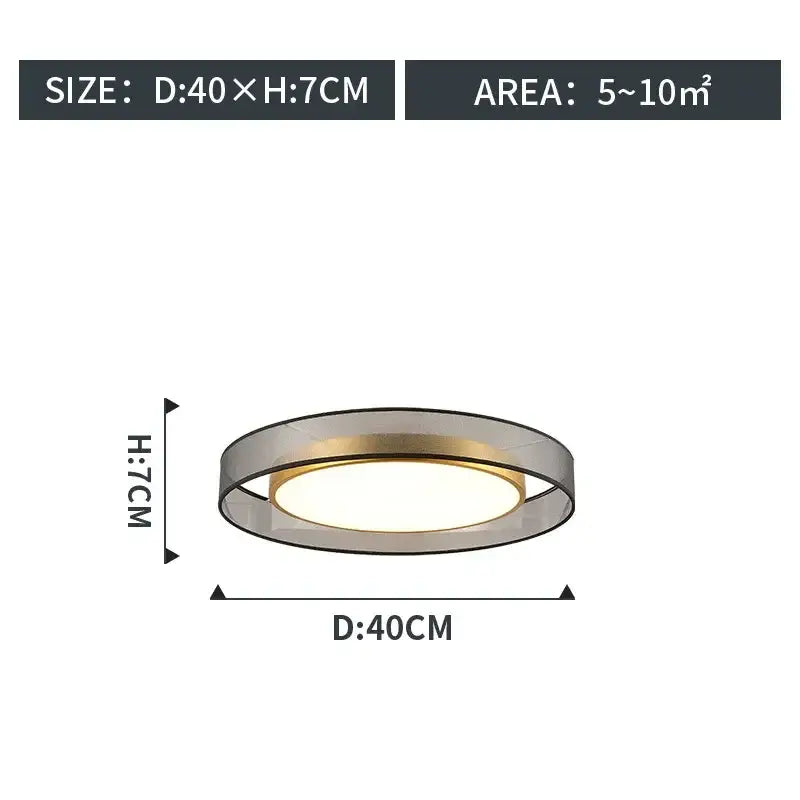 Modern gold circular led ceiling light bedroom with transparent frame