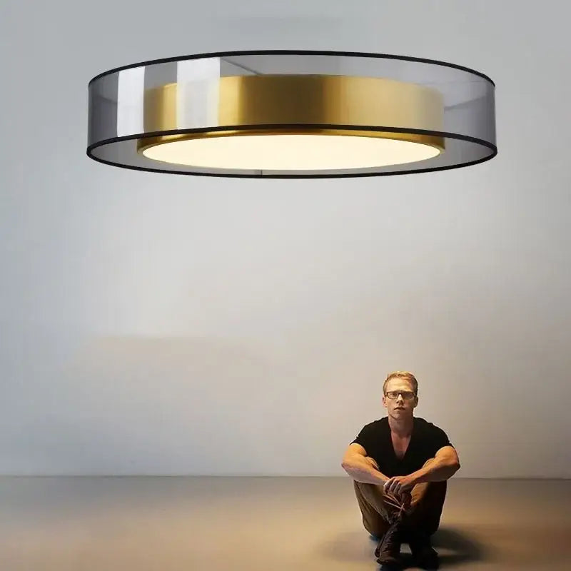 Modern gold circular led ceiling light bedroom with transparent frame