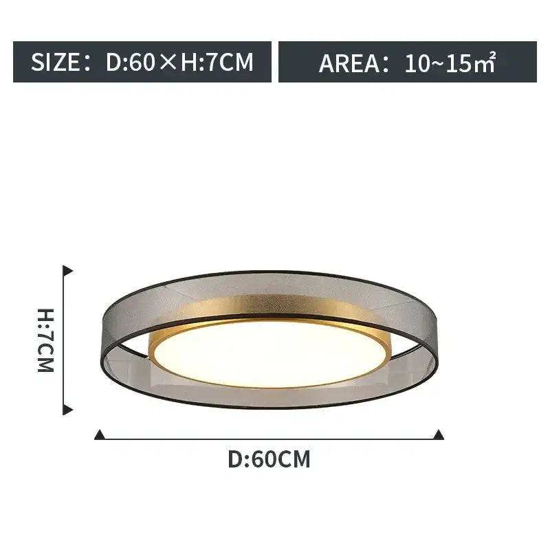 Modern gold circular led ceiling light bedroom with transparent frame