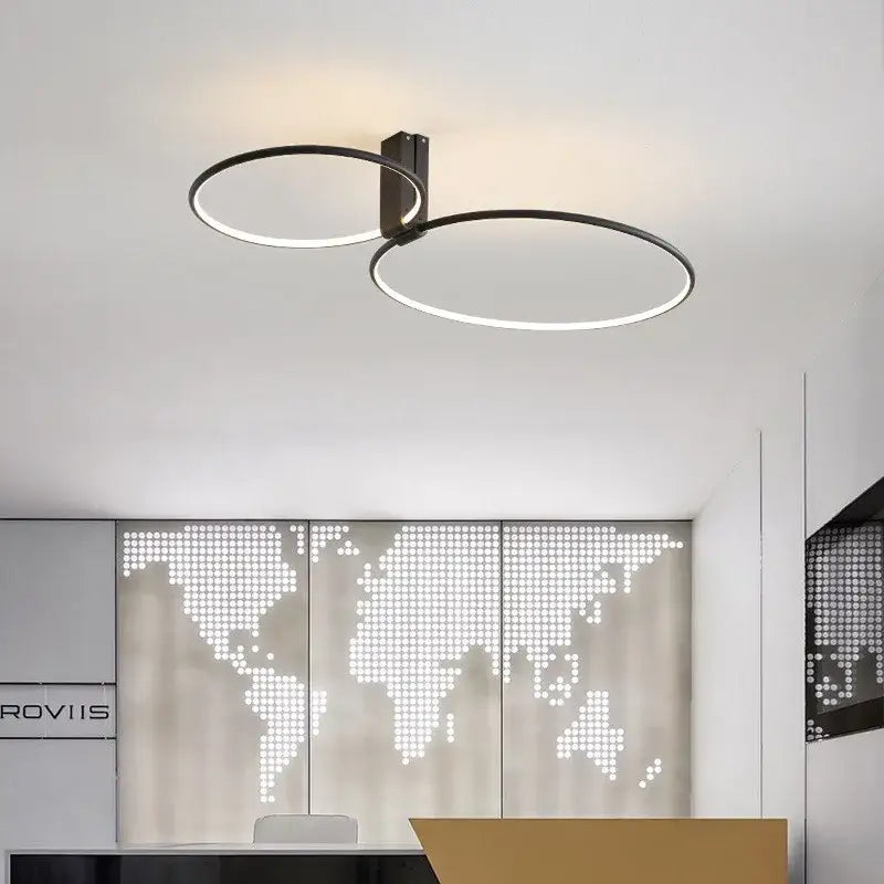 Modern gold circular led ceiling light for bedroom 360 degree rotation