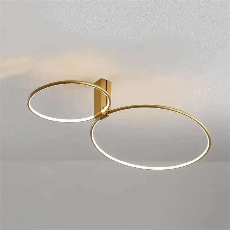 Modern gold circular led ceiling light for bedroom 360 degree rotation