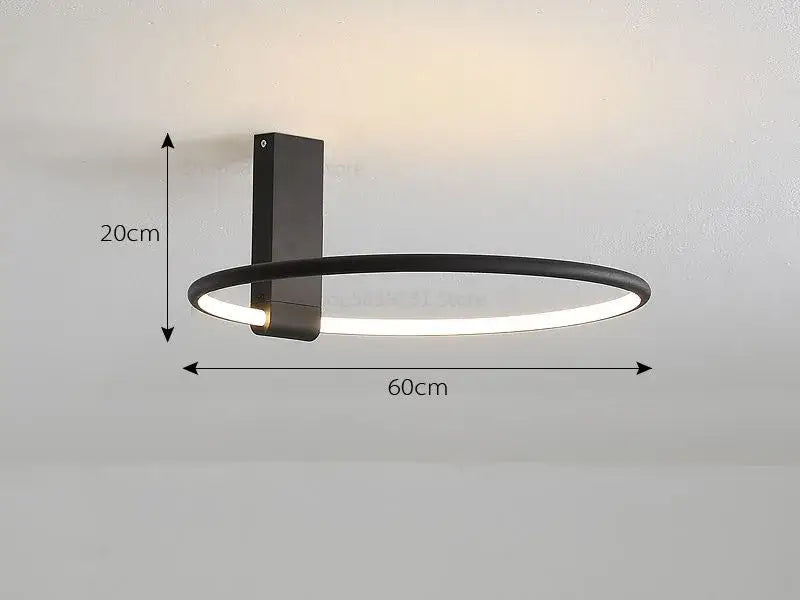 Modern gold circular led ceiling light for bedroom 360 degree rotation
