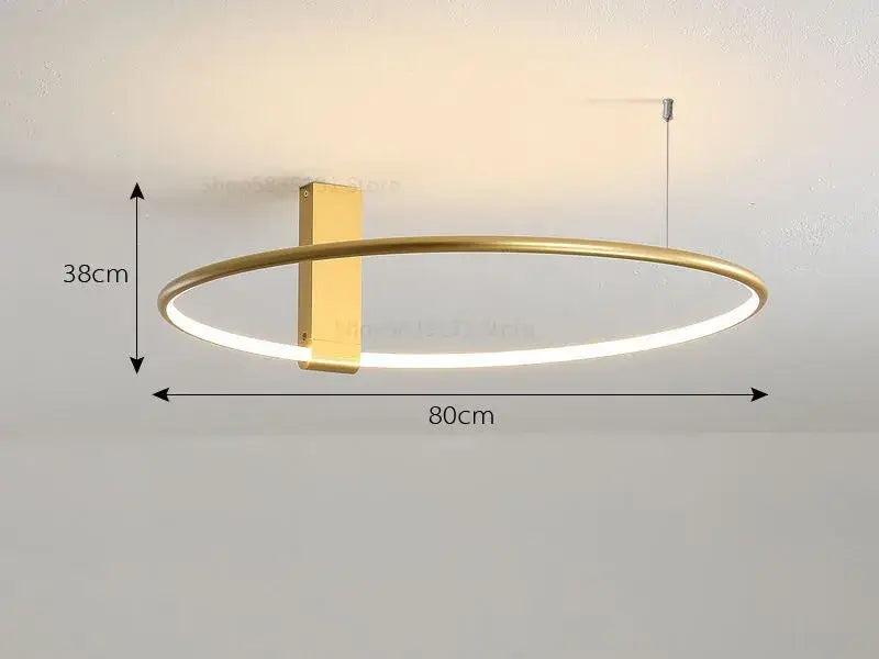 Modern gold circular led ceiling light for bedroom 360 degree rotation