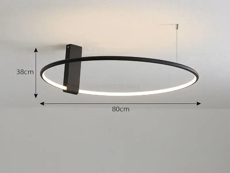 Modern gold circular led ceiling light for bedroom 360 degree rotation