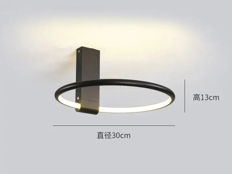 Modern gold circular led ceiling light for bedroom 360 degree rotation