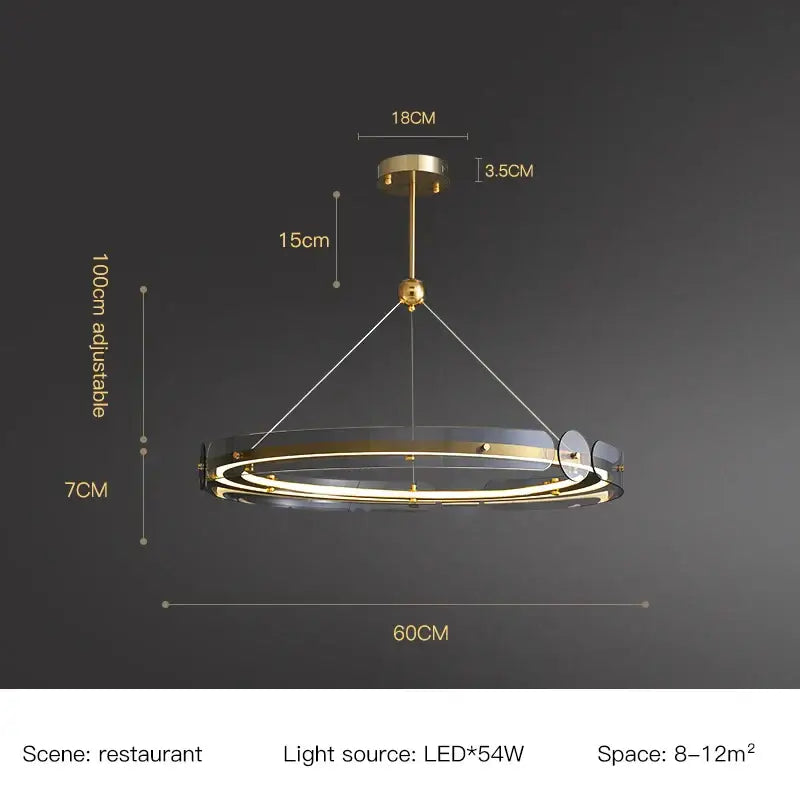Modern gold circular ring led chandelier dining room pendant light