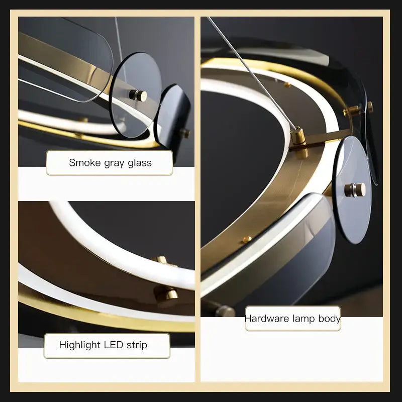 Modern gold circular ring led chandelier dining room pendant light