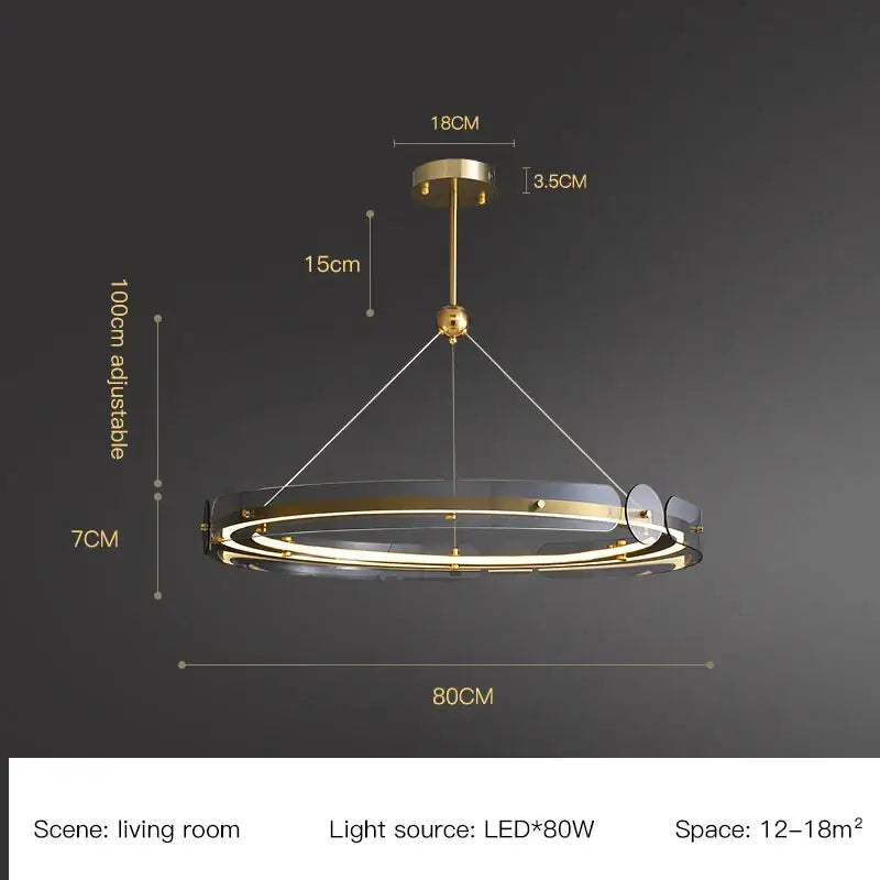 Modern gold circular ring led chandelier dining room pendant light
