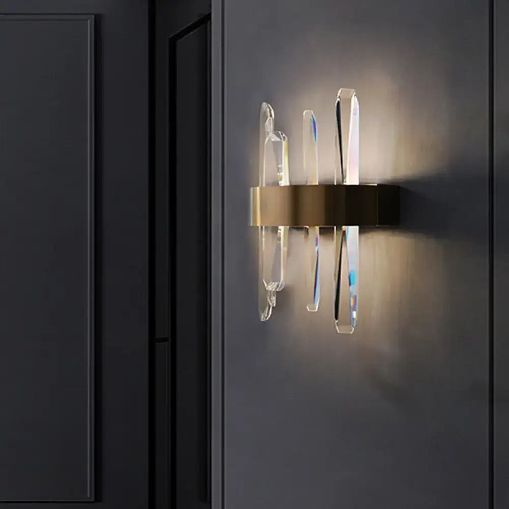 Modern gold clear crystal bar wall sconce bedroom light