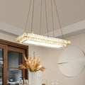 Modern gold clear crystal blocks chandelier dining room light