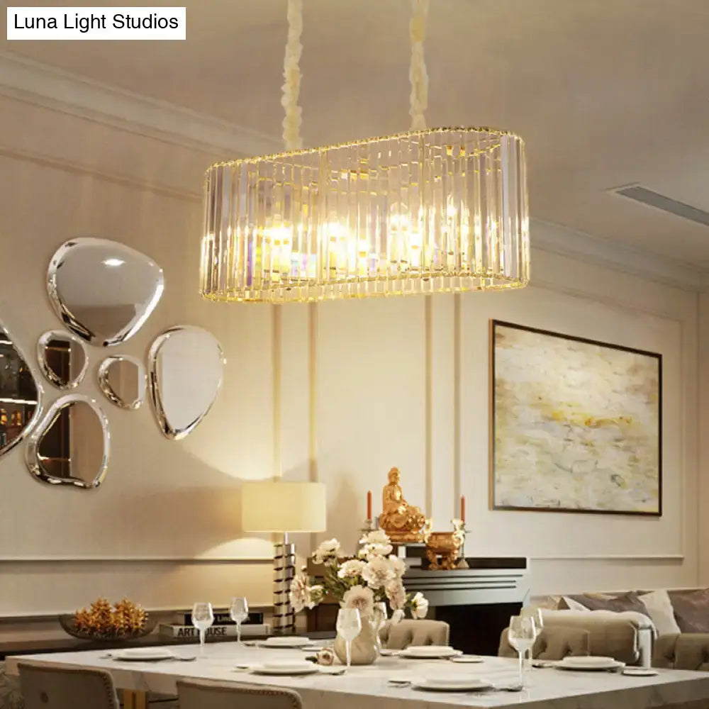 Modern gold clear crystal island chandelier dining room light