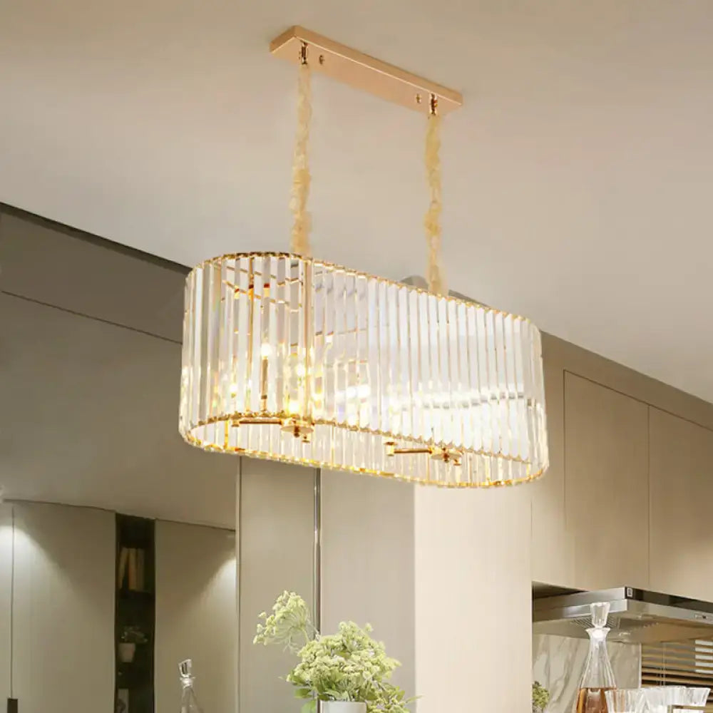 Modern gold clear crystal island chandelier dining room light