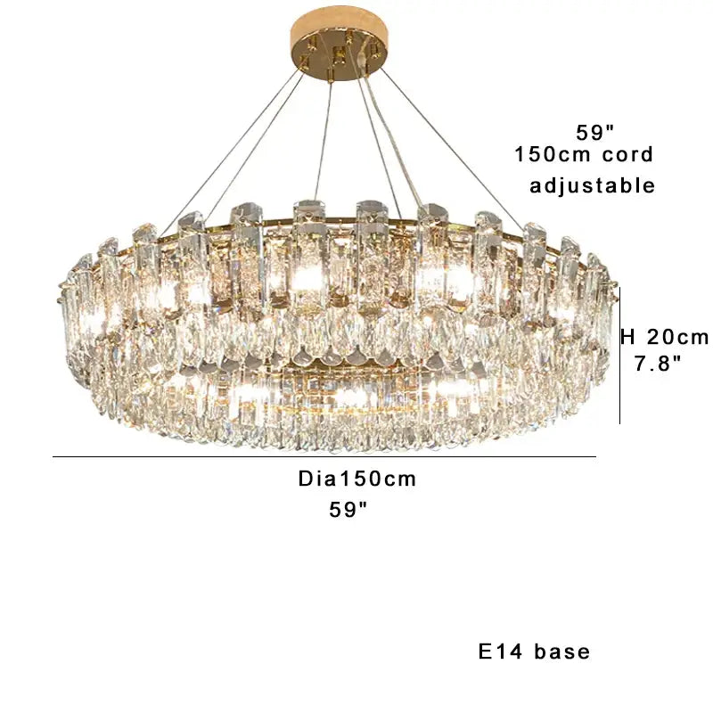 Modern gold clear crystal oval chandelier dining room light