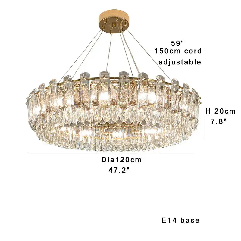 Modern gold clear crystal oval chandelier dining room light