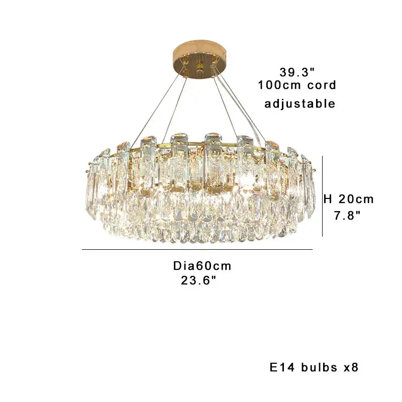 Modern gold clear crystal oval chandelier dining room light