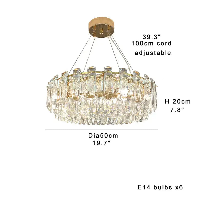 Modern gold clear crystal oval chandelier dining room light
