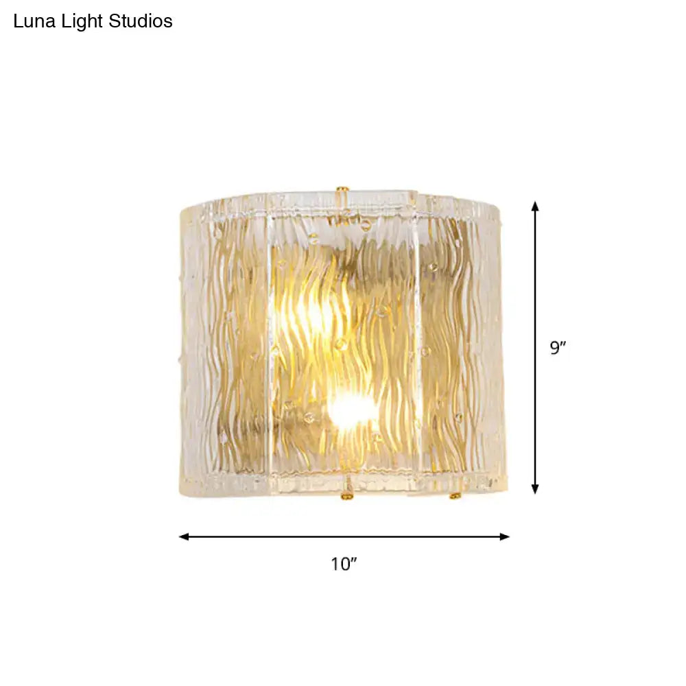 Modern gold clear ripple glass wall sconce bedroom light