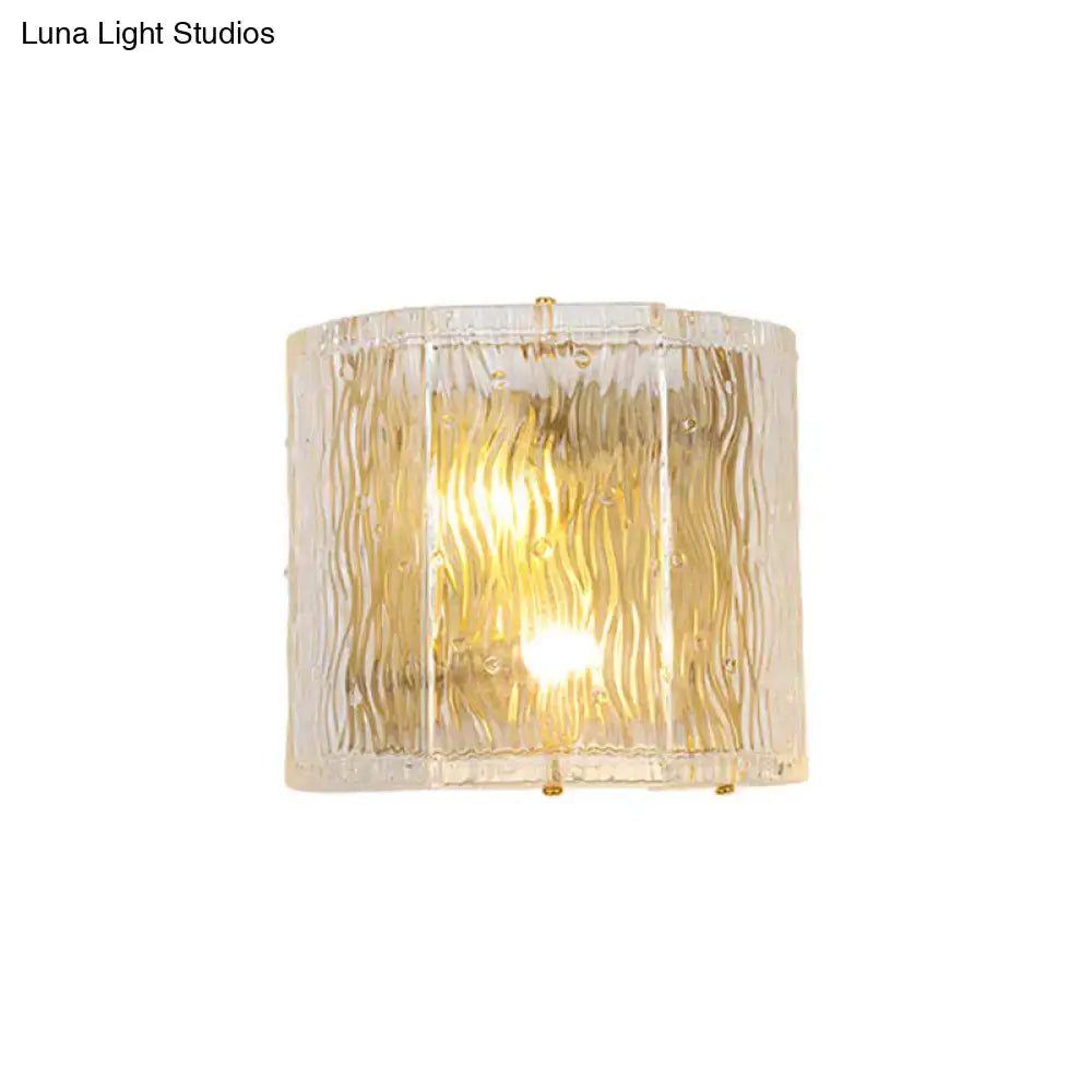 Modern gold clear ripple glass wall sconce bedroom light