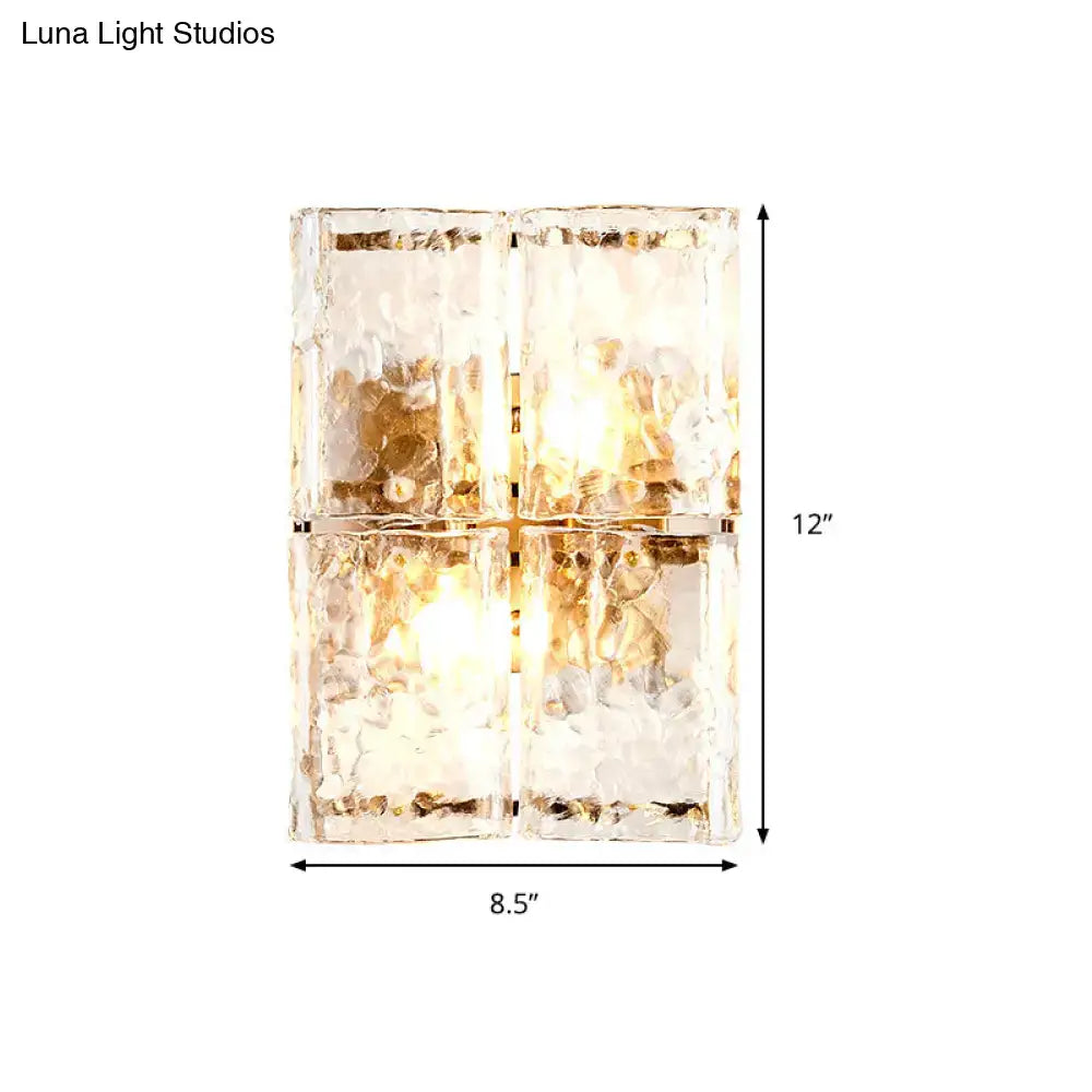 Modern gold clear water glass wall sconce 2 lights bedroom
