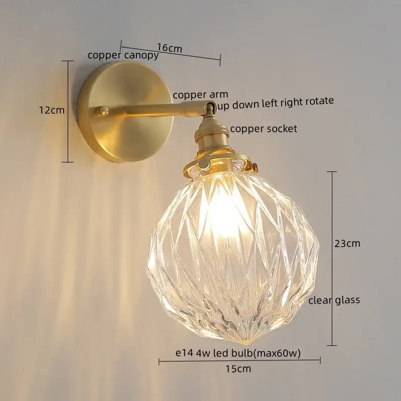 Modern gold crackled glass led wall lights bedroom sconce