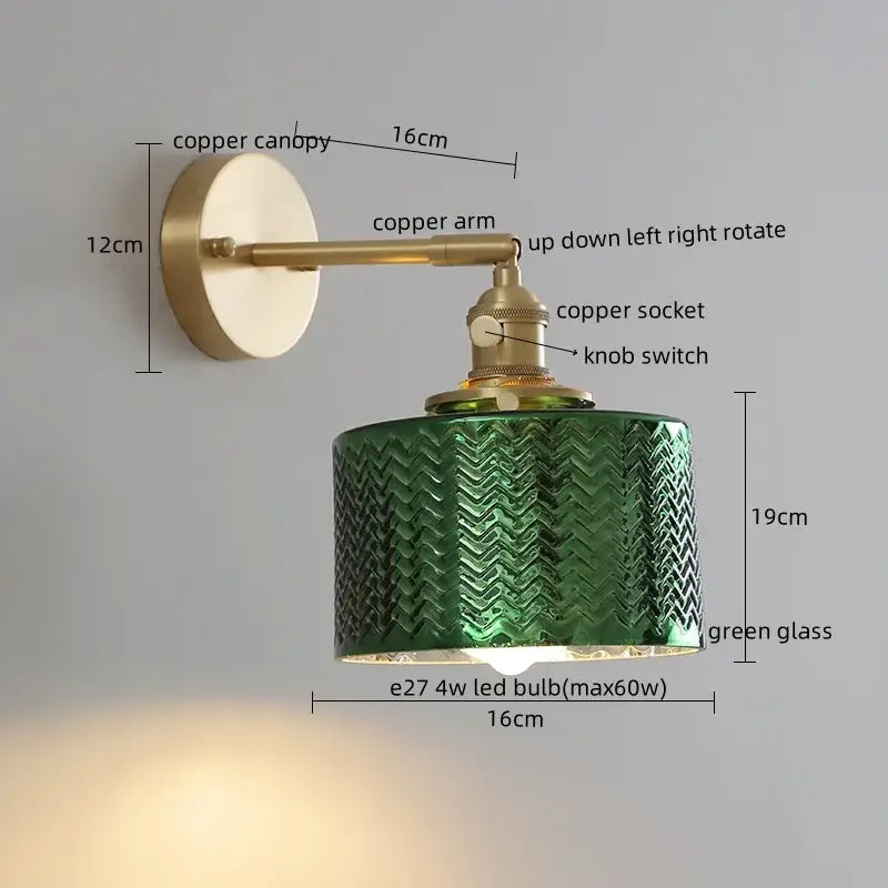 Modern gold crackled glass led wall lights bedroom sconce