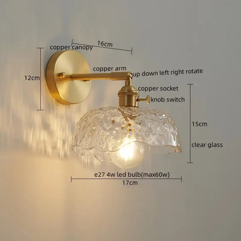 Modern gold crackled glass led wall lights bedroom sconce