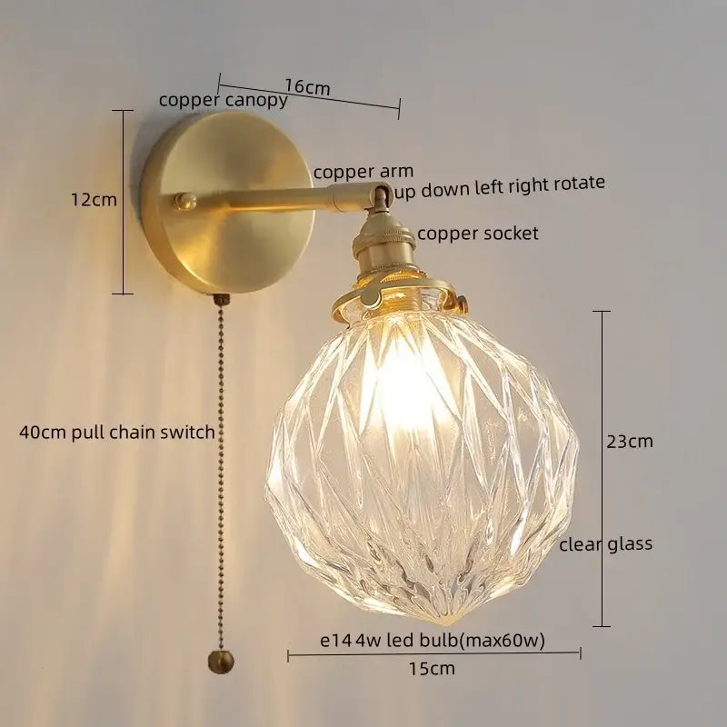 Modern gold crackled glass led wall lights bedroom sconce