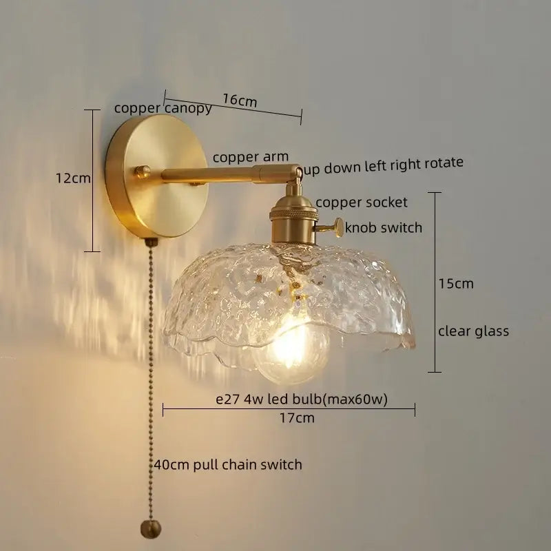 Modern gold crackled glass led wall lights bedroom sconce
