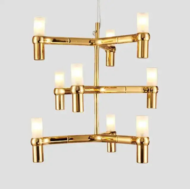 Modern gold crown major chandelier foyer geometric glass light