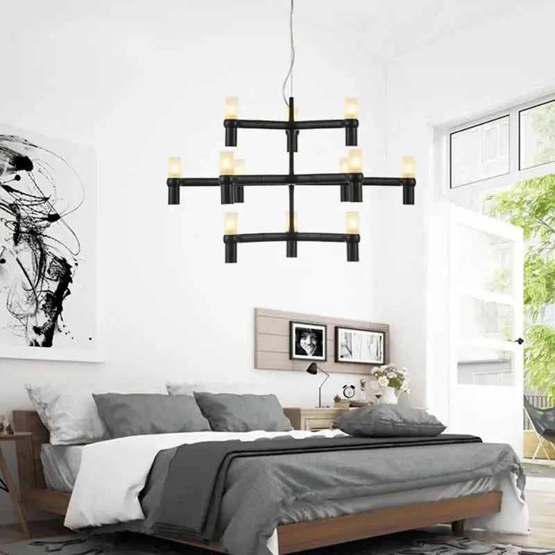 Modern gold crown major chandelier foyer geometric glass light