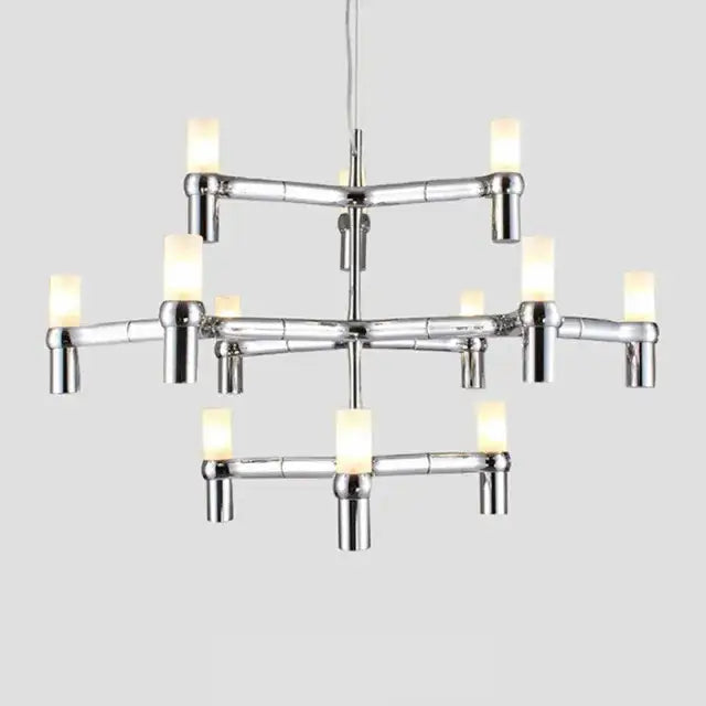 Modern gold crown major chandelier foyer geometric glass light