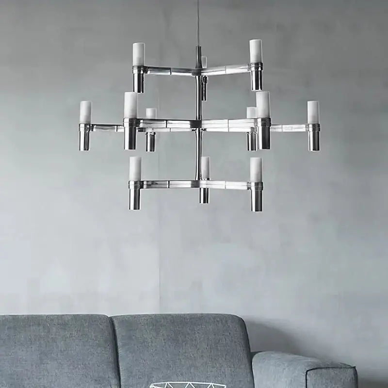 Modern gold crown major chandelier foyer geometric glass light