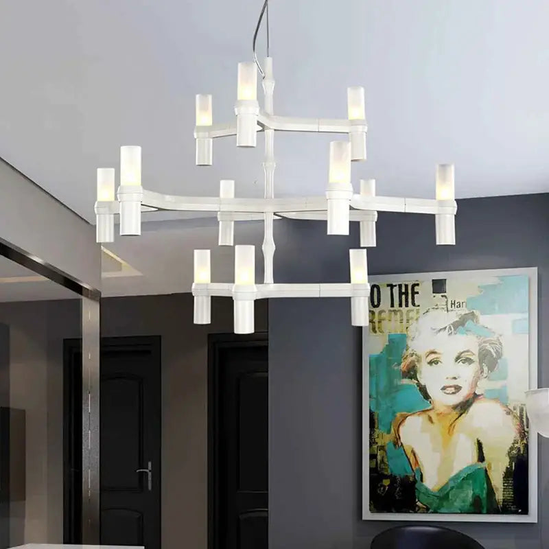 Modern gold crown major chandelier foyer geometric glass light