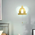Modern gold crown wall lamp bedroom light with pull chain