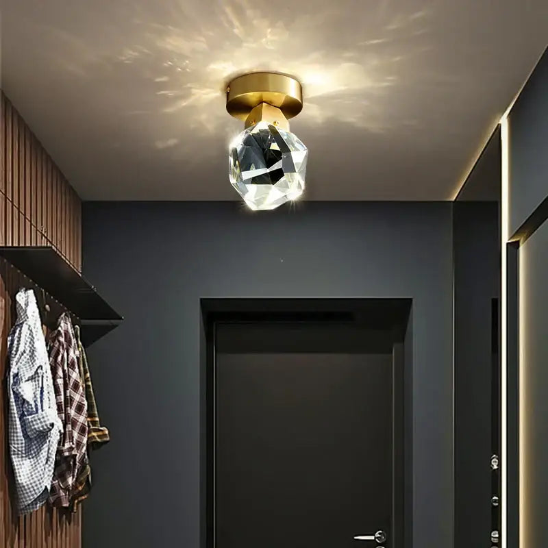 Modern gold crystal aisle ceiling light for hallways