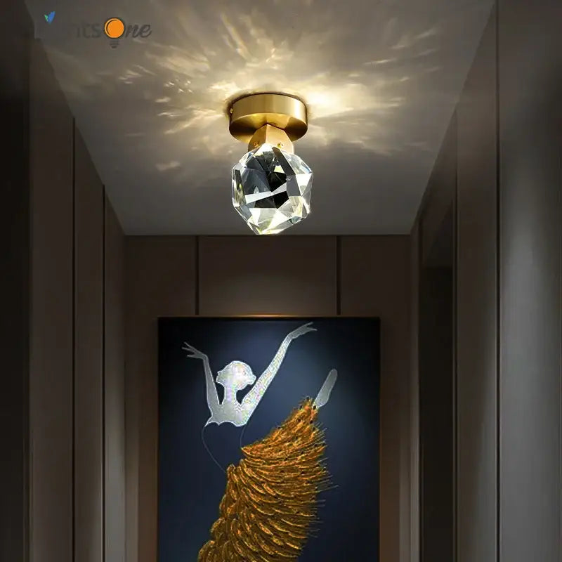 Modern gold crystal aisle ceiling light for hallways