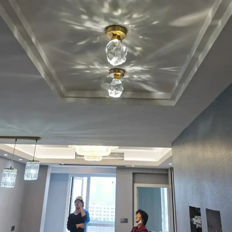 Modern gold crystal aisle ceiling light for hallways