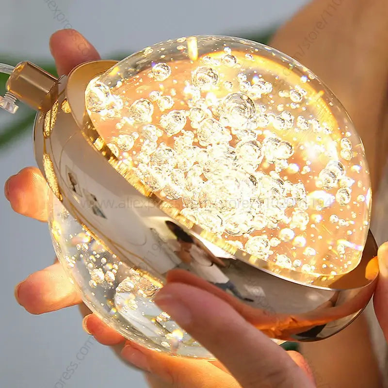 Modern gold crystal ball chandelier staircase hanging light