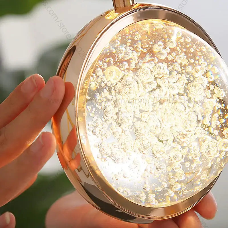 Modern gold crystal ball chandelier staircase hanging light