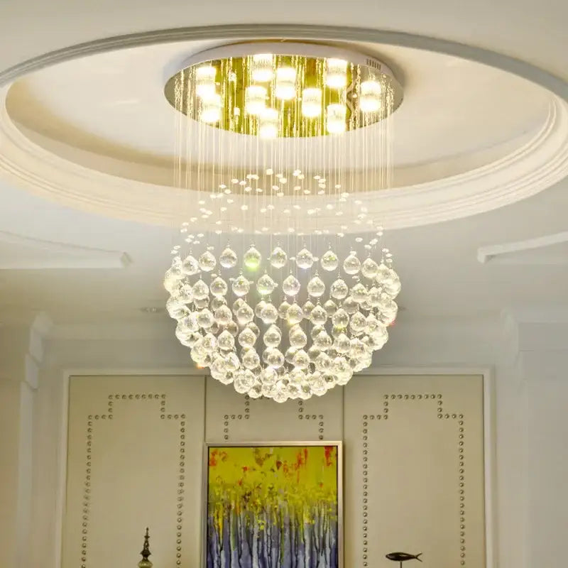 Modern gold crystal ball led chandelier for dining room