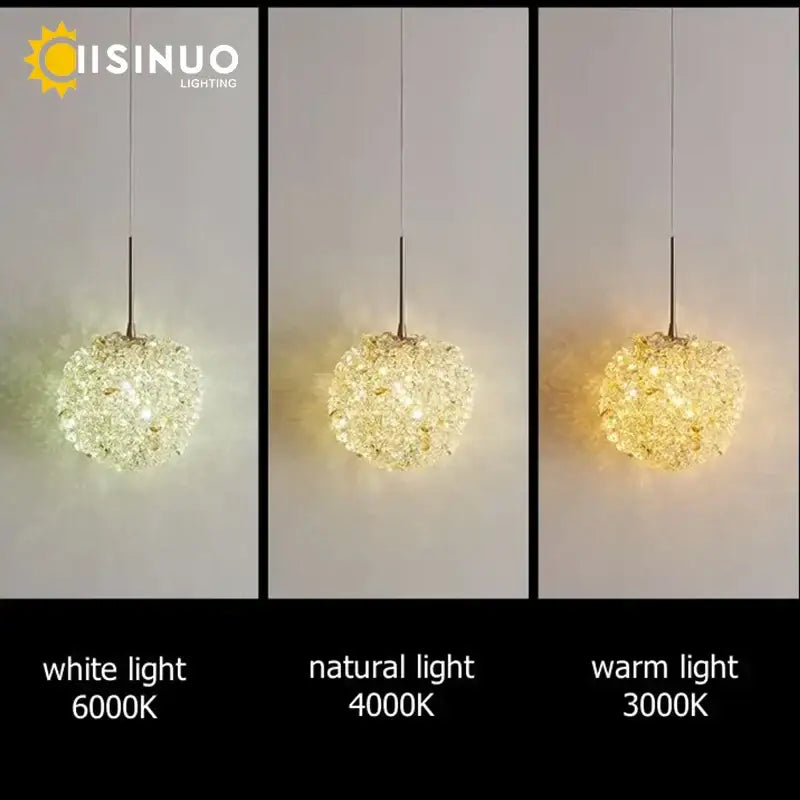 Modern gold crystal ball pendant light bedroom chandelier