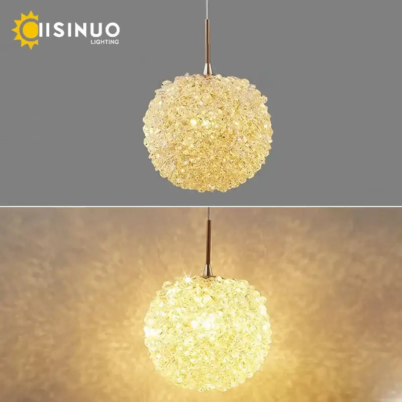 Modern gold crystal ball pendant light bedroom chandelier