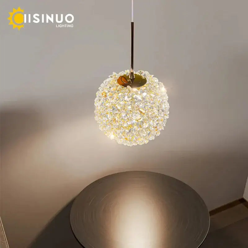 Modern gold crystal ball pendant light bedroom chandelier
