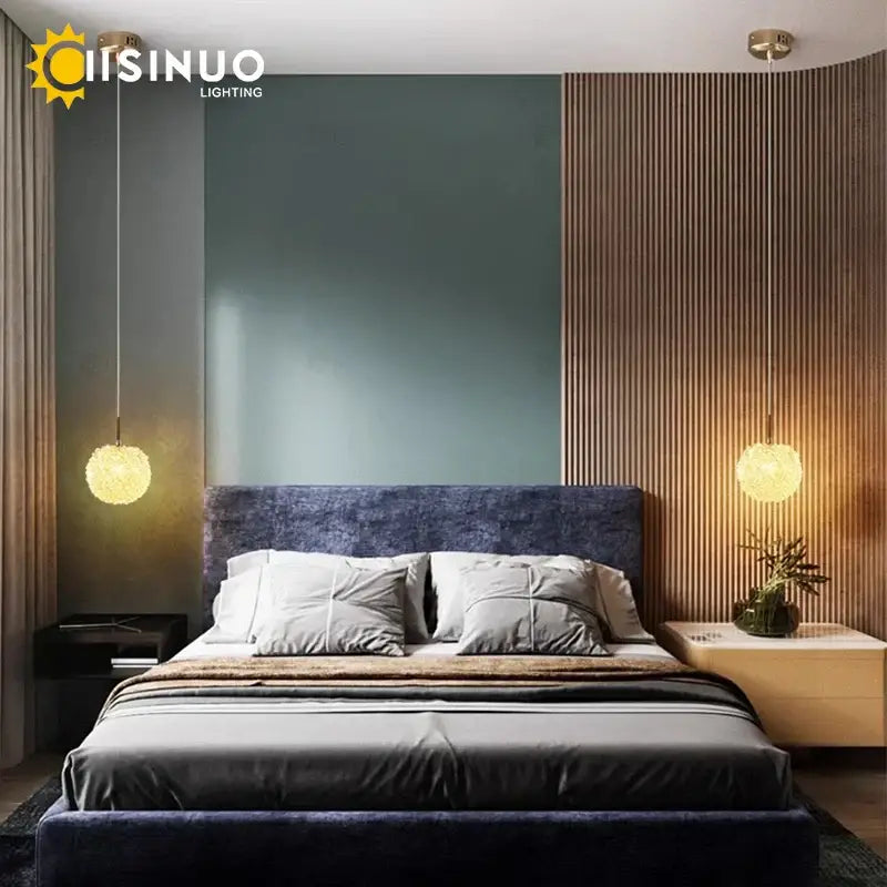 Modern gold crystal ball pendant light bedroom chandelier