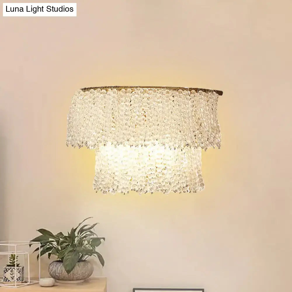 Modern gold crystal bead sconce lamp bedroom wall fixture 220v-240v